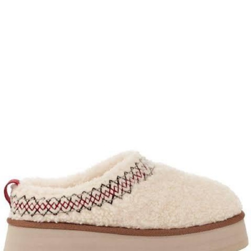 UGG Cream and Red Women's Slippers worn once. Stickers still on soles